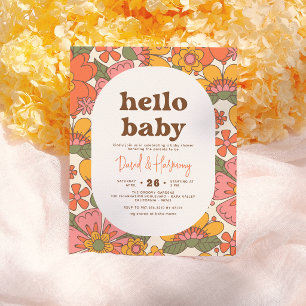 Budget Hallo Baby Groovy Retro Blumen Babyparty