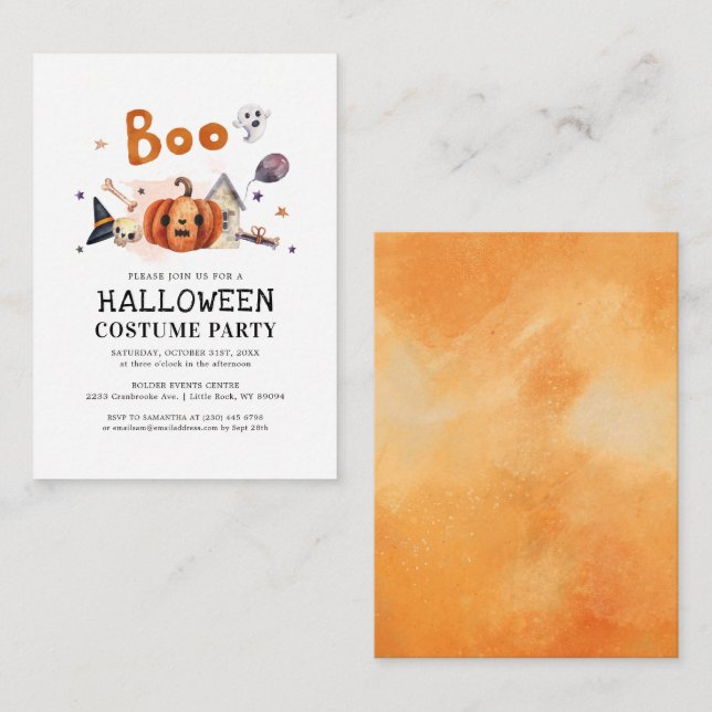 Budget Halloween Costume Fête Invitation (Devant / Derrière)