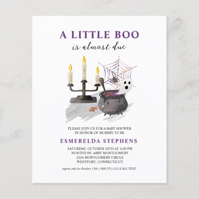 Budget Halloween Little Boo Baby Dusche Einladung Flyer (Vorne)