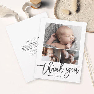 Budget Handgeschriebene 3-Foto-Baby-Dankeskarten