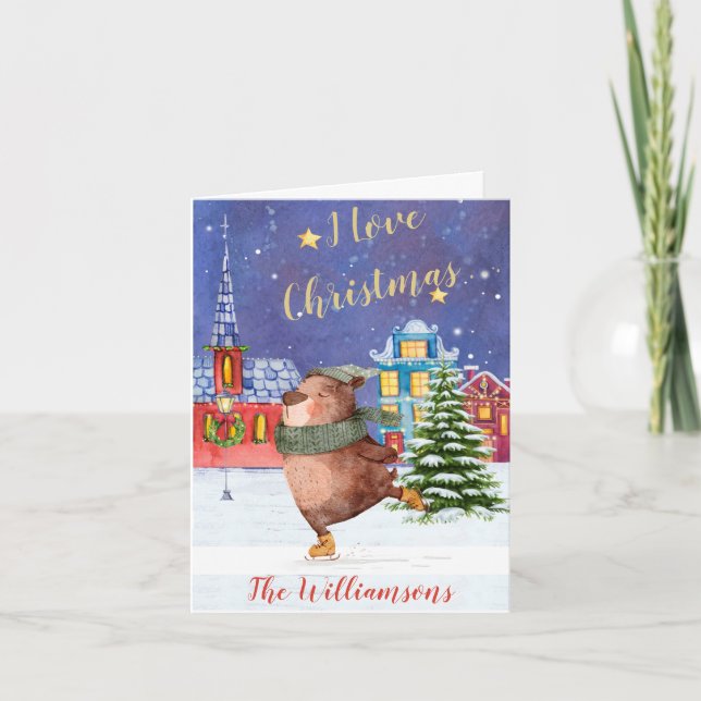 Budget Happy Bär Lieben Weihnachtsschneebaum Karte (Vorderseite)