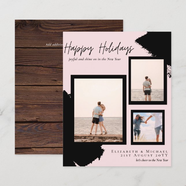 Budget Happy Holidays Fotokarten Abstrakt Moderne (Vorne/Hinten)