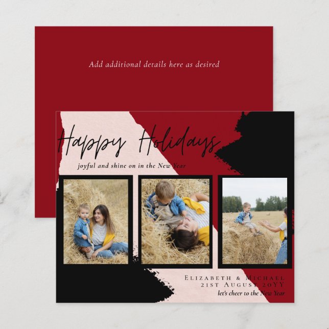 Budget Happy Holidays Fotokarten Abstrakt Moderne (Vorne/Hinten)