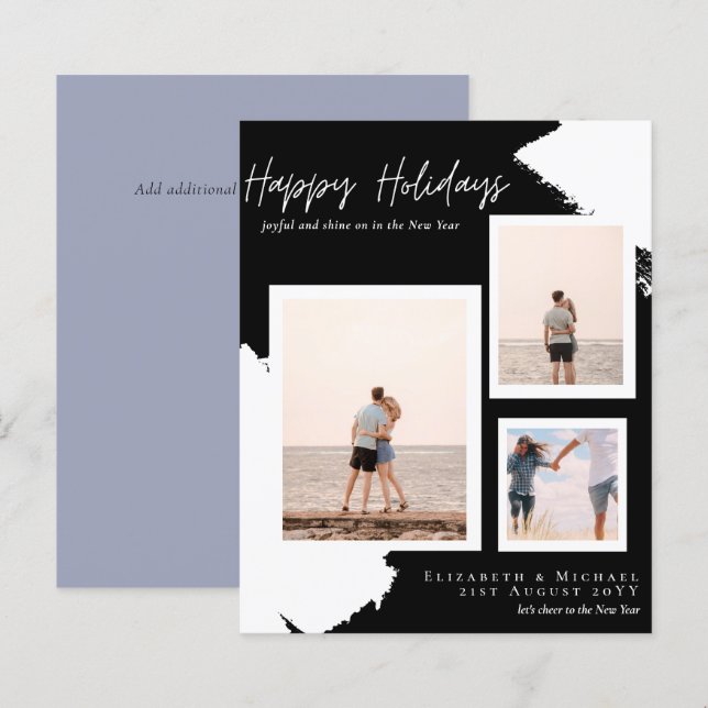 Budget Happy Holidays Fotokarten Abstrakt Moderne (Vorne/Hinten)