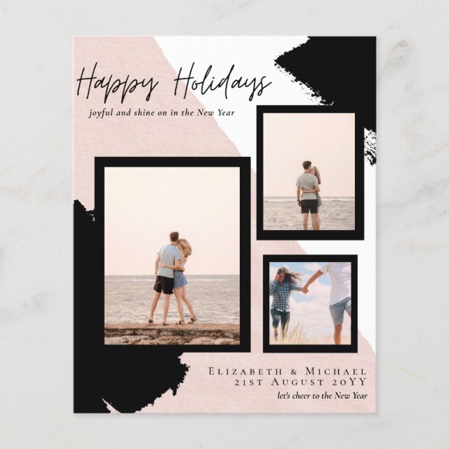 Budget Happy Holidays Fotokarten Abstrakt Moderne Flyer (Vorne)
