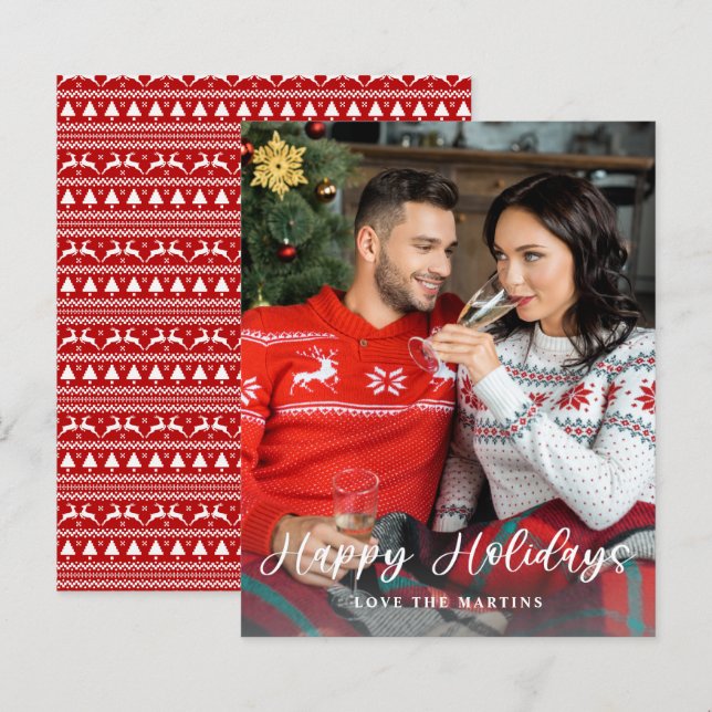 Budget Happy Holidays Fun Script Foto Vertikal (Vorne/Hinten)