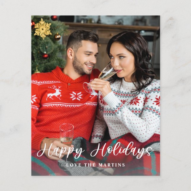 Budget Happy Holidays Fun Script Foto Vertikal Flyer (Vorne)