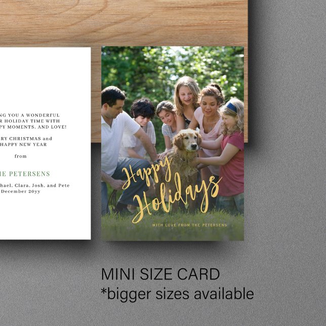 Budget Happy Holidays Imitate Gold Foto Holiday Mitteilungskarte (Von Creator hochgeladen)