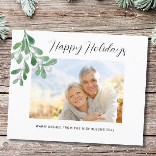 Budget Happy Holidays Mistletoe Foto Holiday Card