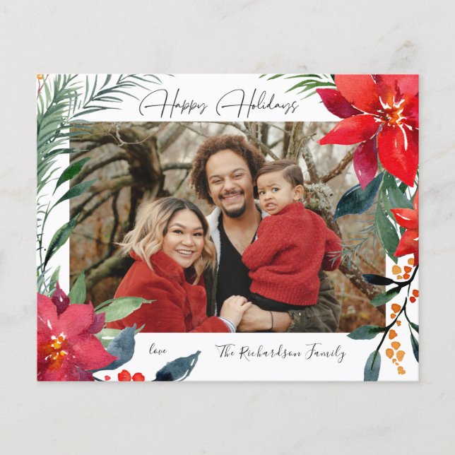 Budget Happy Holidays Poinsettia Foto Flyer (Vorne)