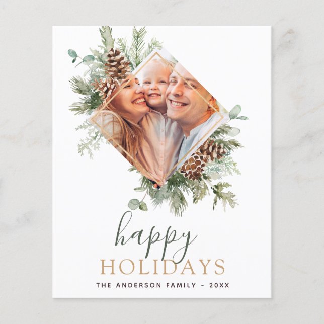 Budget Happy Holidays Weihnachtsgrün Foto Flyer (Vorne)