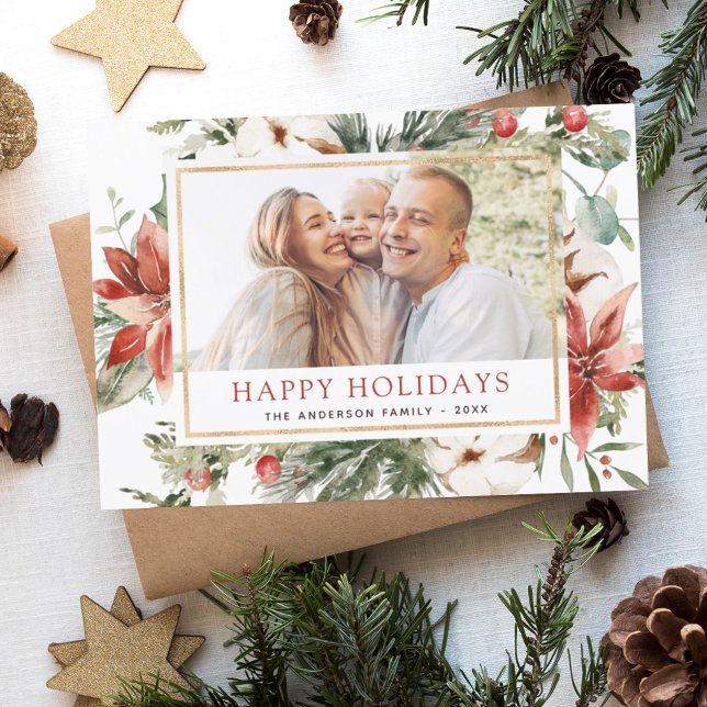 Budget Happy Holidays Weihnachtsgrün Foto Flyer (Von Creator hochgeladen)