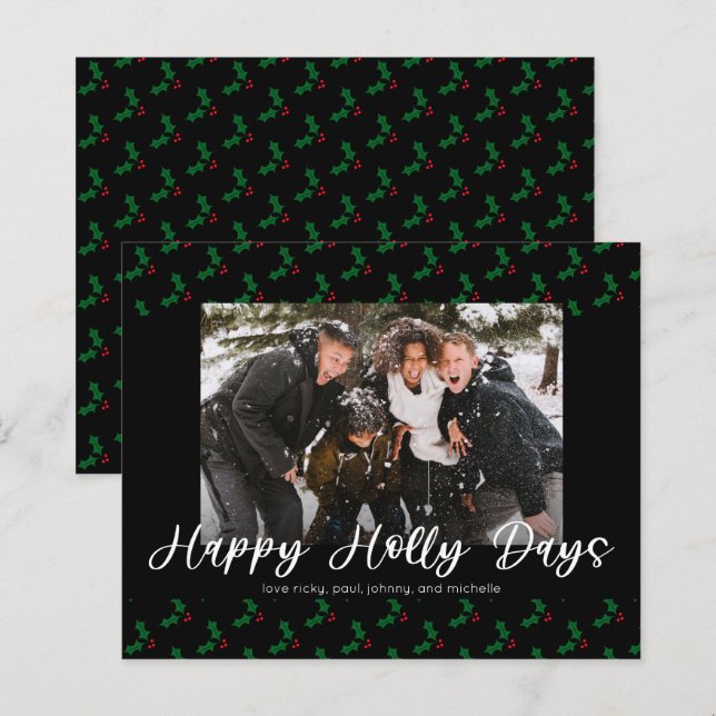 Budget Happy Holly Days Funny Christmas Foto (Vorne/Hinten)