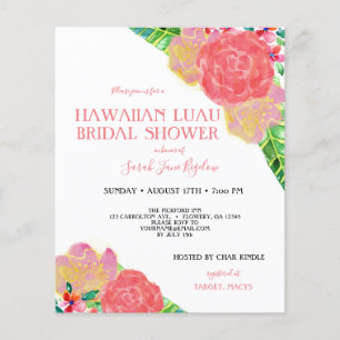 Budget Hawaiian Luau Tropical Brautparty Flyer