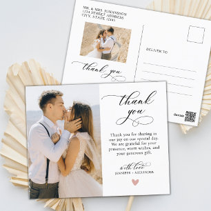 Budget Heart Foto Wedding Danke, Script Postkarte