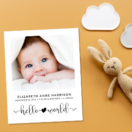 Budget Hello World Baby Foto Geburtserklärung