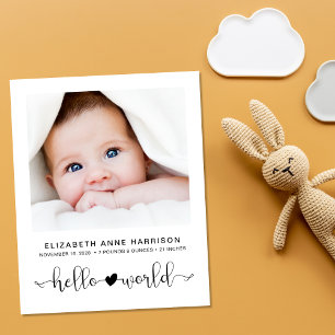 Budget Hello World Baby Foto Geburtserklärung