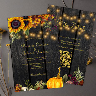 Budget Herbst QR-Code RSVP Hochzeits-Einladung