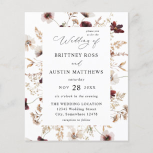 Budget Herbst-Wildblumen Florale Hochzeit Flyer