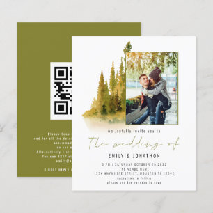 Budget Herbstwald Foto QR Olive Wedite Einladung