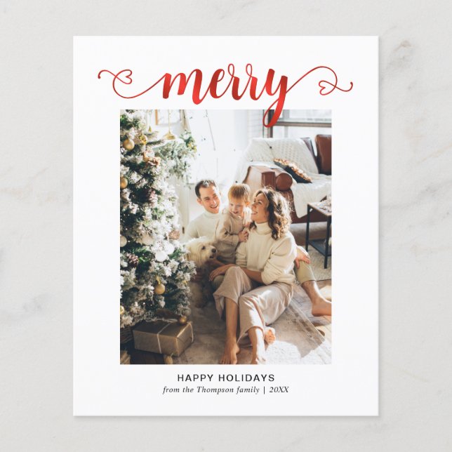 BUDGET Herz Red Merry Script Foto Weihnachten (Vorderseite)