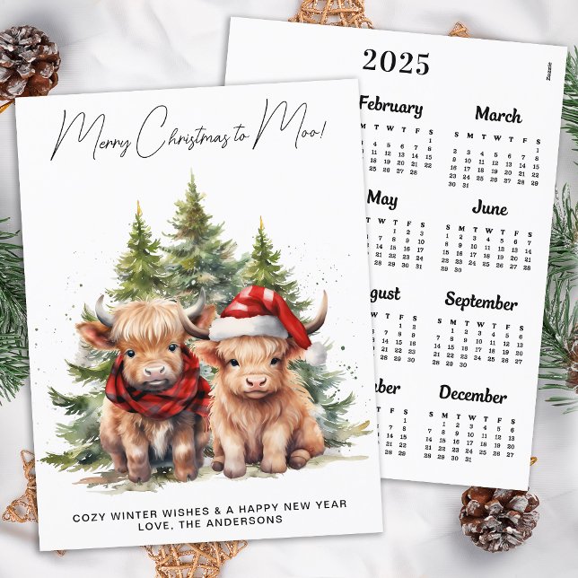Budget Highland Cow 2025 Calendrier Carte de Noël (Créateur téléchargé)