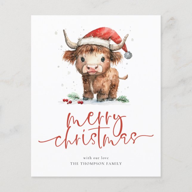 Budget Highland Cow 2026 Kalender Frohe Weihnachte (Vorderseite)