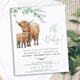 Budget Highland Cow Boho Greenery Sage Baby Dusche