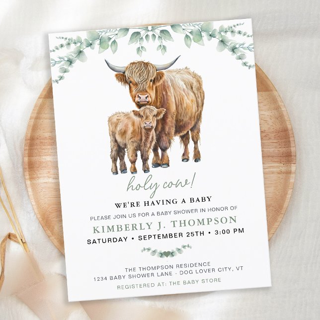 Budget Highland Cow Greenerity Baby Shower Einladu (Von Creator hochgeladen)