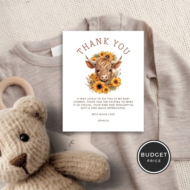 Budget Highland Cow Sunflowers Kinderdusche Dank (Budget price smaller alternative)