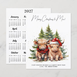 Budget Highland-Rind 2027 Kalender Weihnachtskarte