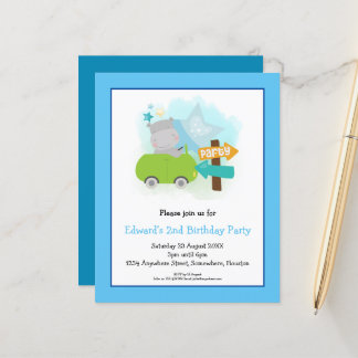 Budget Hippo 2. Geburtstagsfeier Party Einladung