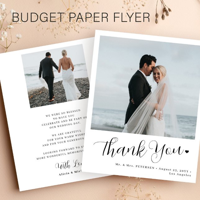 Budget Hochzeit 2 Foto minimalistisch danke Flyer (Von Creator hochgeladen)