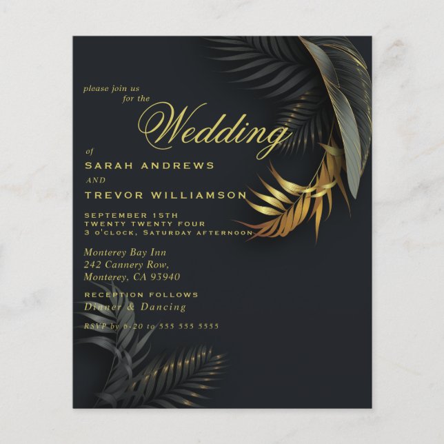 Budget Hochzeit Atemberaubend Schwarz und Gold Fer (Vorderseite)