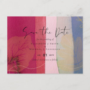 BUDGET Hochzeit Berry Red Lila Watercolor Postkarte
