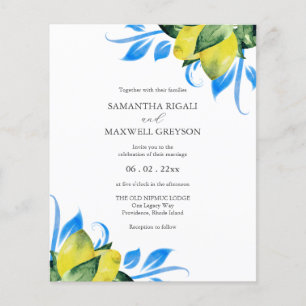 Budget Hochzeit Einladung Wasserfarben Lemon Flyer