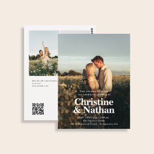 Budget-Hochzeit Elegant 3 Foto QR-Code Postkarte