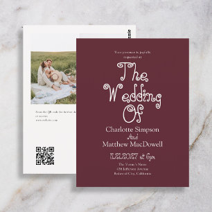 Budget-Hochzeit Elegante Herbst-Foto-QR-Code Burgu Postkarte