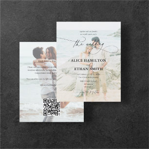 Budget-Hochzeit Elegantes Skript 2 Foto QR-Code Flyer