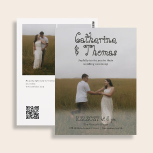 Budget-Hochzeit Fancy Rustikal 3 Foto QR Code Postkarte