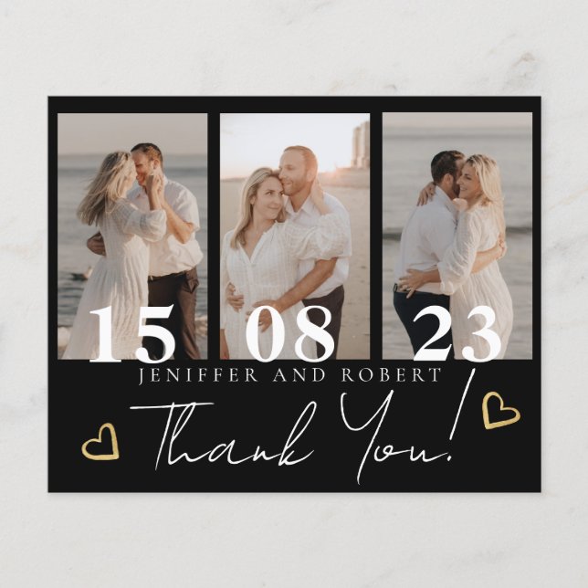 Budget Hochzeit Foto Collage Danke Karten (Vorne)