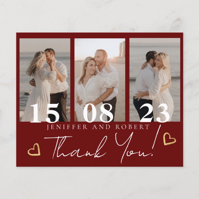 Budget Hochzeit Foto Collage Vielen Dank Karten Fl (Vorne)