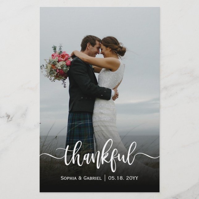 Budget Hochzeit Foto Dankbarkeit Dankeschön Karte (Vorderseite)