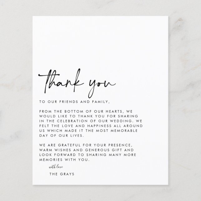 BUDGET Hochzeit Foto Danke Karte (Vorne)