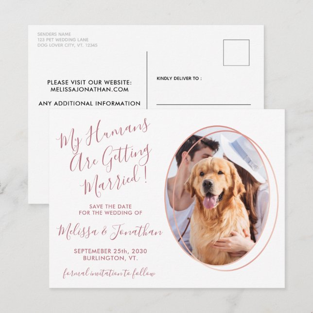 Budget Hochzeit Foto Rose Gold Save the Date Postkarte (Vorne/Hinten)