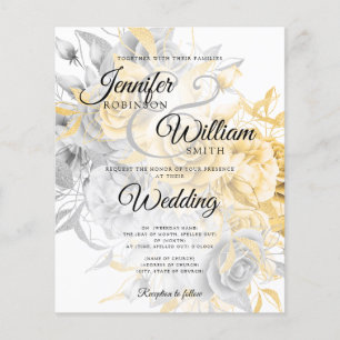 Budget Hochzeit Gold & Silber Einladung Flyer