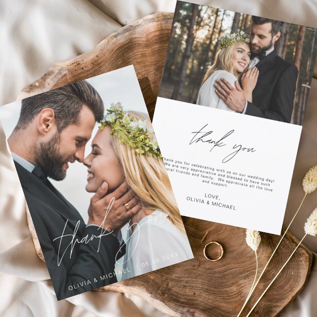 Budget Hochzeit handschriftlich Vielen Dank 2 Foto Flyer (Von Creator hochgeladen)