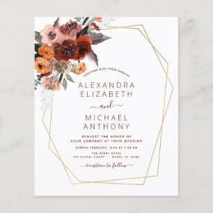 Budget Hochzeit im Herbst Burnt Orange Floral Flyer