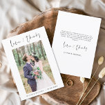 Budget Hochzeit Liebe und vielen Dank an Ihre Kart<br><div class="desc">Budget Hochzeit Dankeschön Karten,  die ein Foto auf der Vorder- und Rückseite haben. Die Dankeschön-Karten enthalten eine moderne,  handgeschriebene,  kursive Schriftzeichen-Typografie,  die elegant,  einfach und modern nach einem minimalistischen einfachen Hochzeitstag-Fest zu verwenden sind.</div>