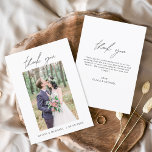 Budget Hochzeit Minimalistisches Foto Vielen Dank<br><div class="desc">Budget Hochzeit Dankeschön Karten,  die ein Foto auf der Vorder- und Rückseite haben. Die Dankeschön-Karten enthalten eine moderne,  handgeschriebene,  kursive Schriftzeichen-Typografie,  die elegant,  einfach und modern nach einem minimalistischen einfachen Hochzeitstag-Fest zu verwenden sind.</div>